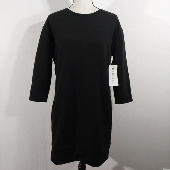 Athleta Dresses & Skirts - Athleta Black Cozy Karma Back Zip Dress Size S Plush Lined NWT